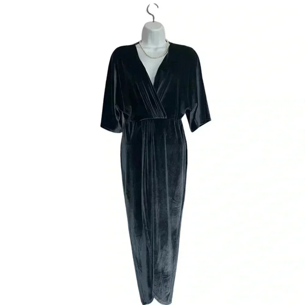 HYFVE Velvet Bodycon Mini Dress Blue Gray Lined Curve Hugging Small NWT
